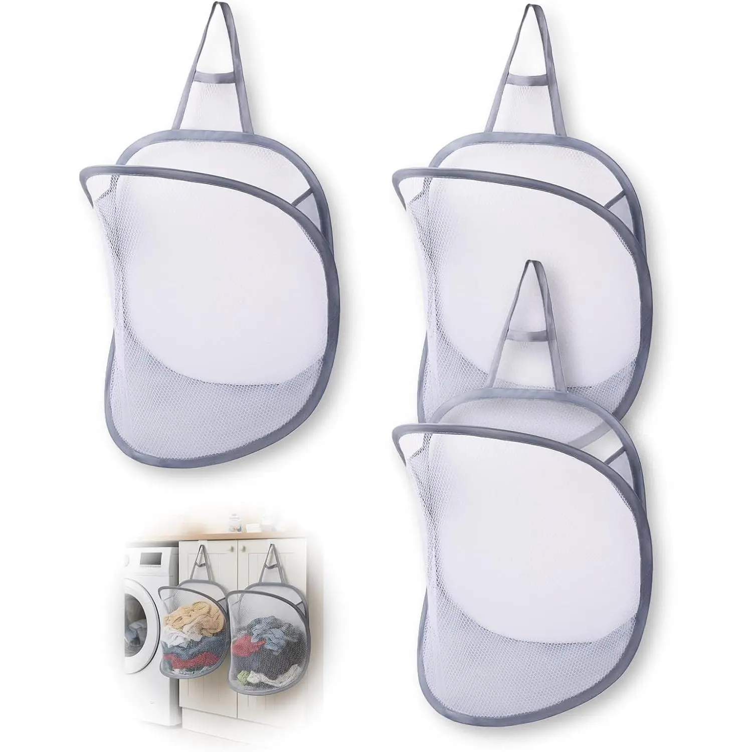 3 Pack Small Hanging Laundry Bag, Foldable Mini Mesh Laundry Hamper Basket 3 Pack Small Hanging Laundry Bag, Foldable Mini Mesh Laundry Hamper Basket