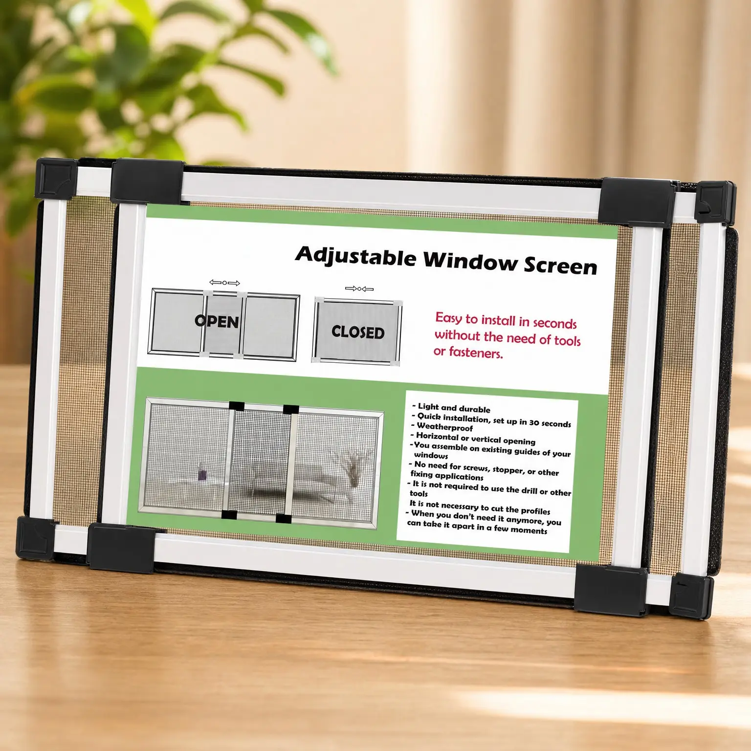 Adjustable Expandable Window Screen, 10" H x Fits 14" to 24" W, for Small Bathroom & Basement WindowsGift