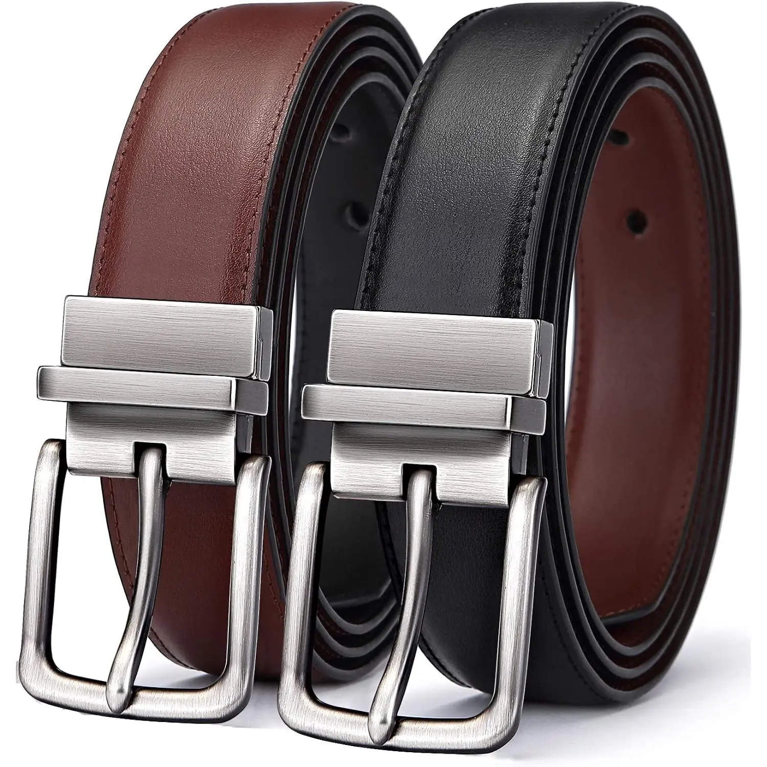 Men's Reversible Belt 1.25" Adjustable Cut-to-Fit - 2 Sides in 1 Belt, Gift for Men(Gift)