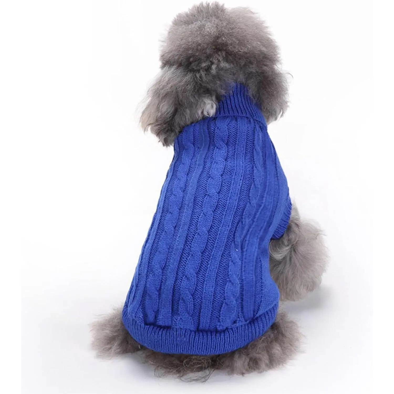 Small Dog Sweaters Knitted Pet Cat Warm Dog Sweatshirt Winter Clothes Kitten Puppy Sweater (Medium,Dark Blue)