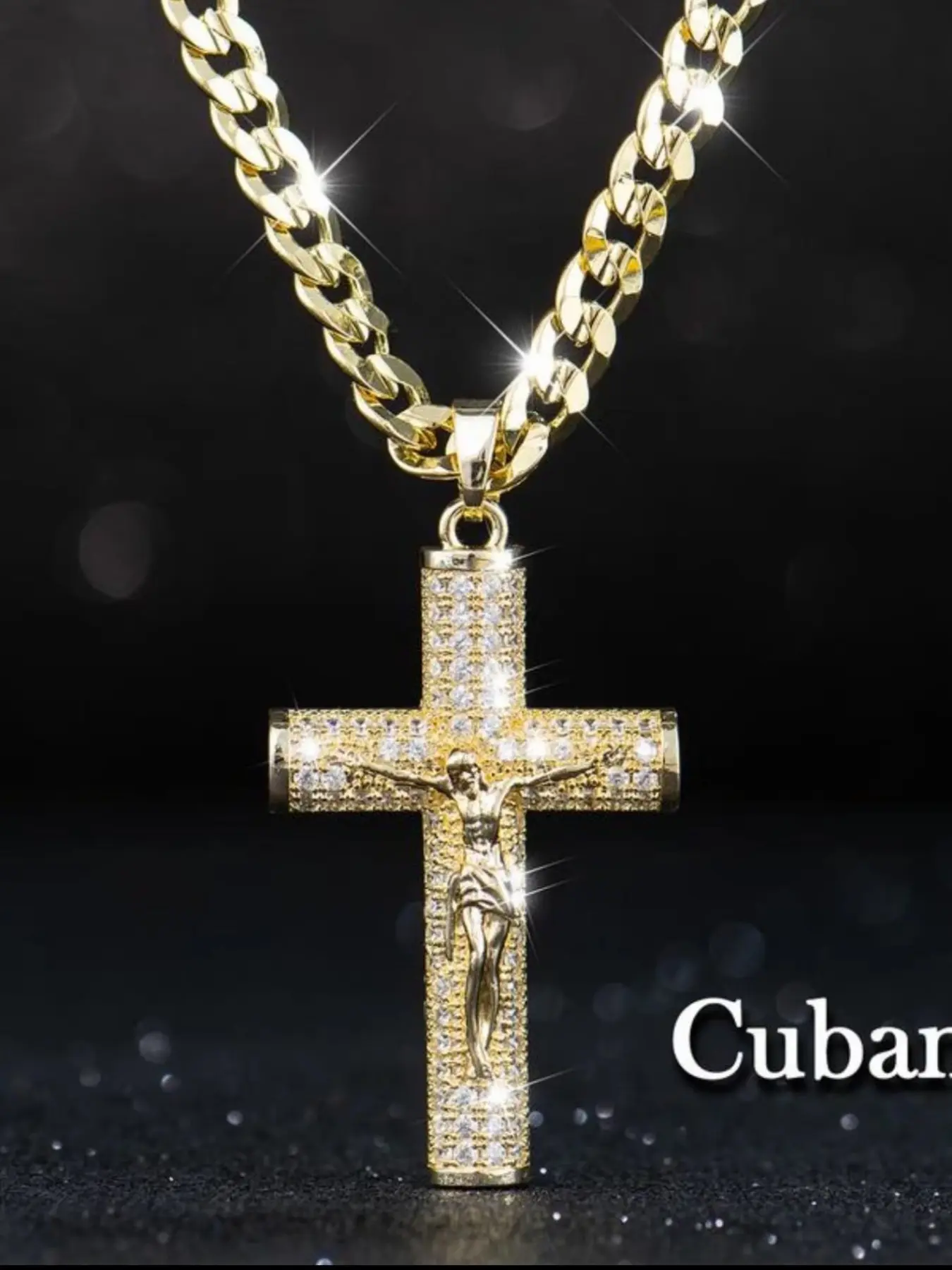 Cuban Chain Cross Pendant Necklace, Unisex Fashion Jewelry, Street Style, Ethnic Pattern, All Seasons, Party Wear, Birthday Gift