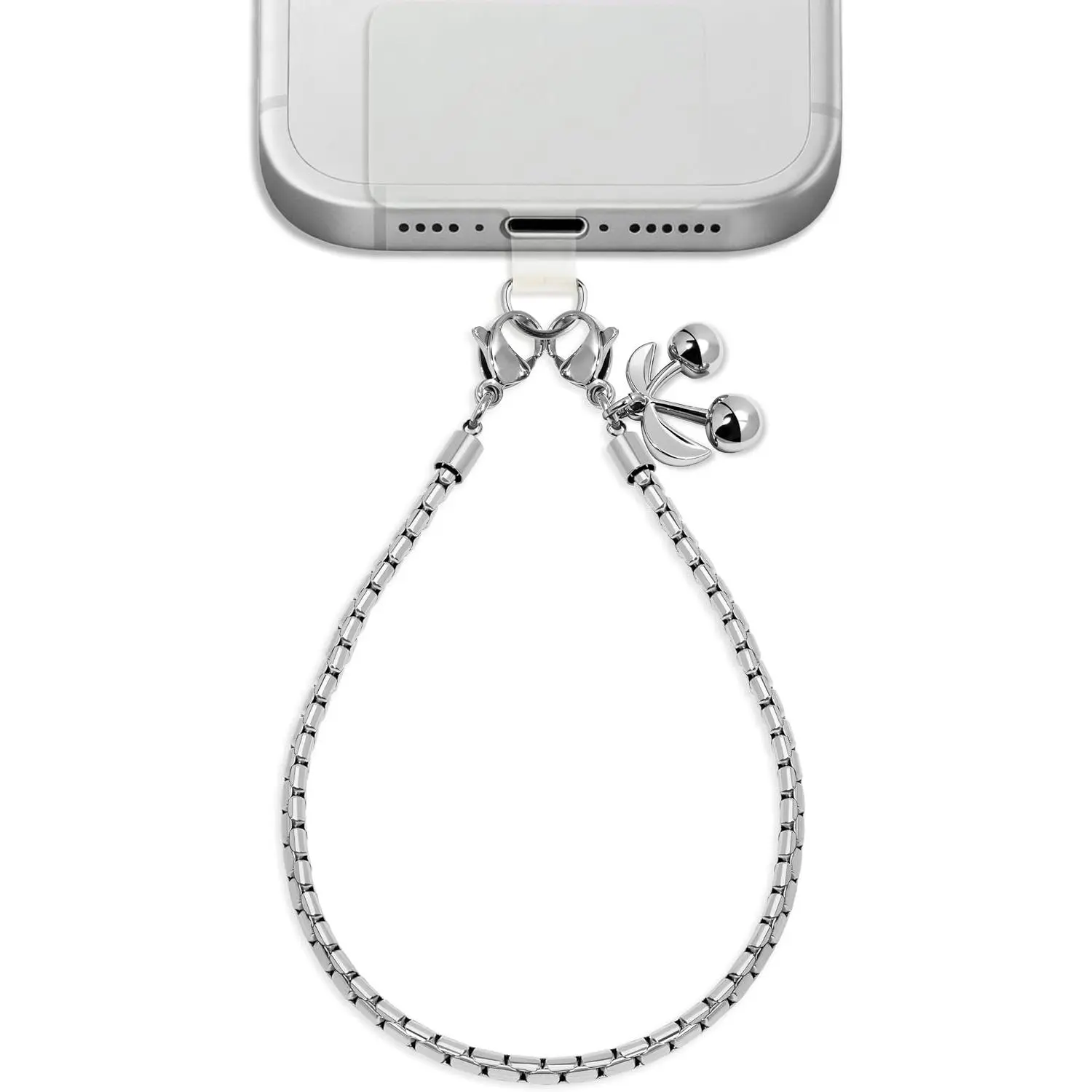 Lostars Metal Phone Chain Wrist Strap & Phone Charm for  – Detachable Hands-Free Lanyard with Tether Tab (-Cherry-A)