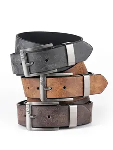 3-Pack Men's Wide Stitch Alloy Buckle Belt, Ideal for Jeans and Casual Pants, Stylish Sporty Belt for Daily Wear, Fashionable Accessory