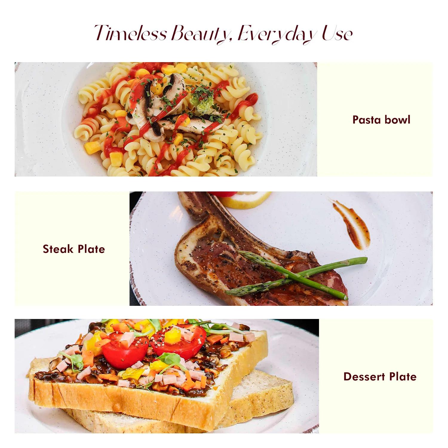 Dinnerware Ceramic Dinner Plate Set Tableware White Color Glaze Stoneware Dinner Set