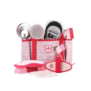 Horse Grooming Kit 9 Piece Grooming Brush Set with Silicone Curry Comb for Bathing & Shedding