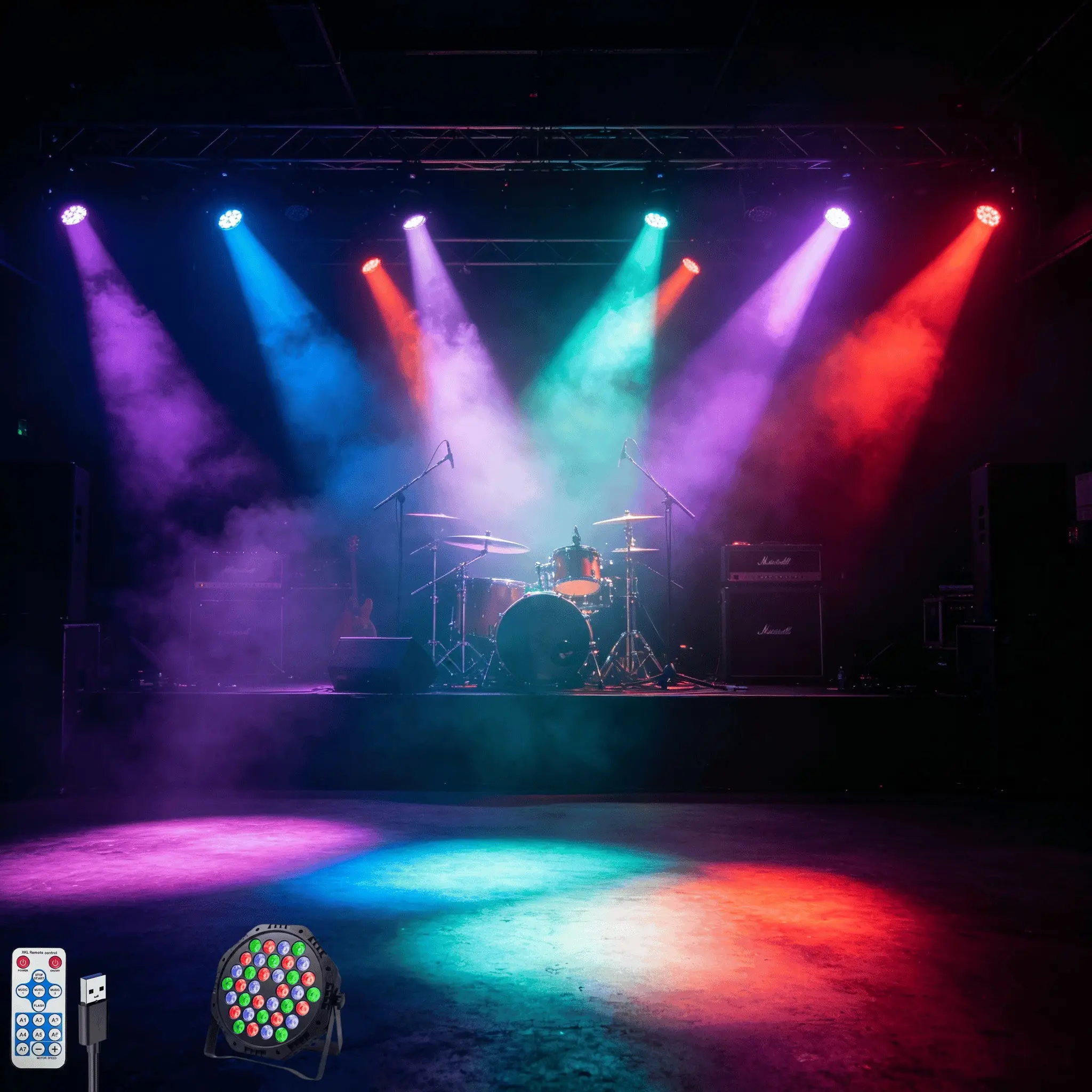 36 LED Stage Dj Strobe Light, 7 Color RGB Party Lights, Music Sync, Remote Control, Perfect for Parties, Weddings, Stage Shows