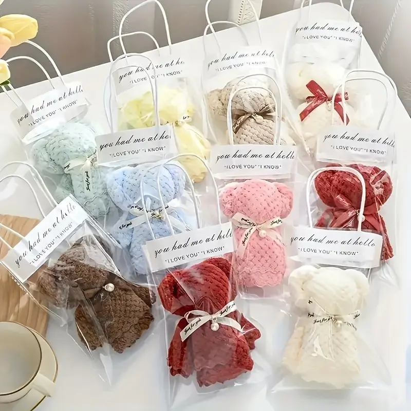 Bear Themed Gift Bag, 20pcs/set Cute Bear Soap Gift Bag with Clear Bag, Individually Wrapped, Party Gift Wrapping Supplies for Birthday Wedding Festival