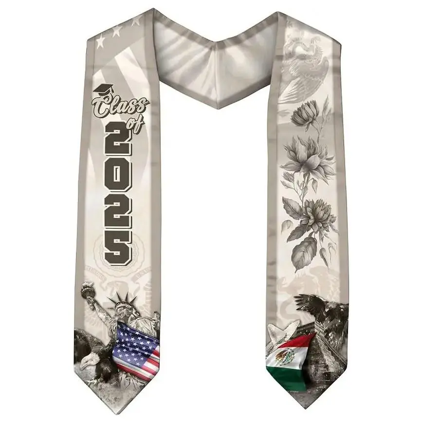 Mexican American Flag Graduation Stole 2025, Mexican Graduation Sash, Mexico Graduation Stole Gift