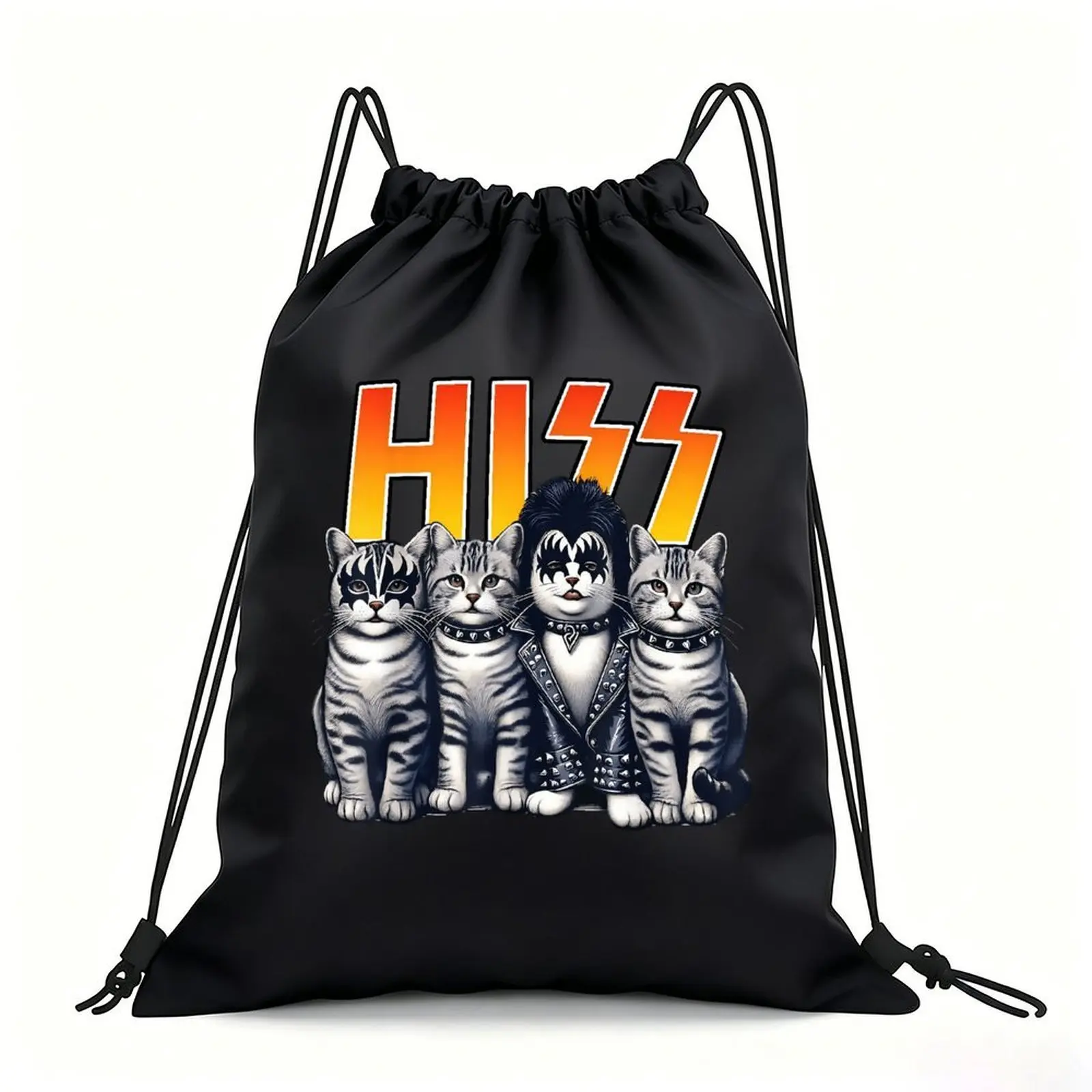 Portable Drawstring Sack Bag with Custom Graphic Print, Waterproof Polyester String Backpack for Gym Workout Swimming Hiking
