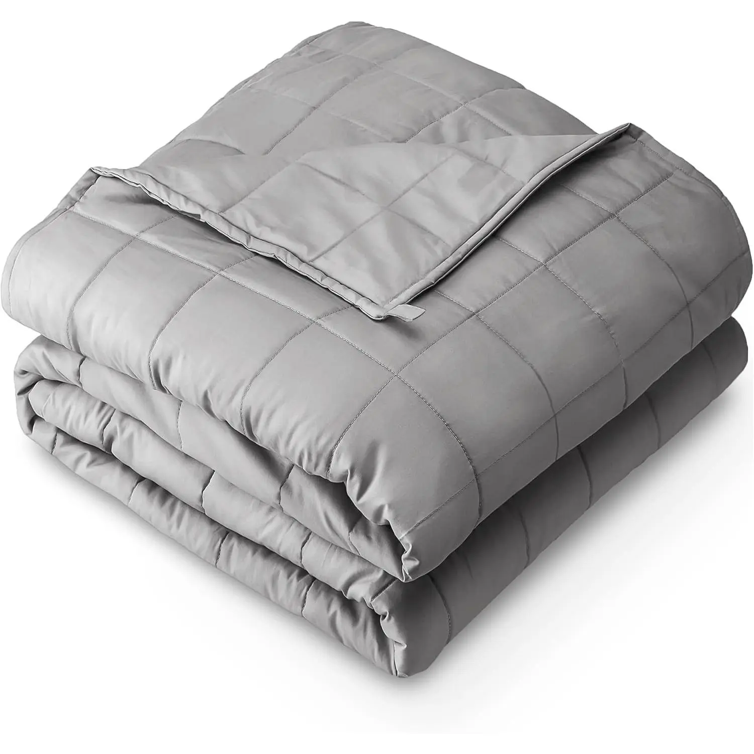 Weighted Blanket All-Natural 100% Cotton with Nontoxic Glass Beads 48"x72" 15lbs, Light Grey