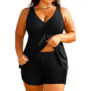 Aqua Eve Plus Size Swimsuits with Shorts Two Piece Tankini for Women Flowy Bathing Suits Athletic Swimwear DealsForYouDays