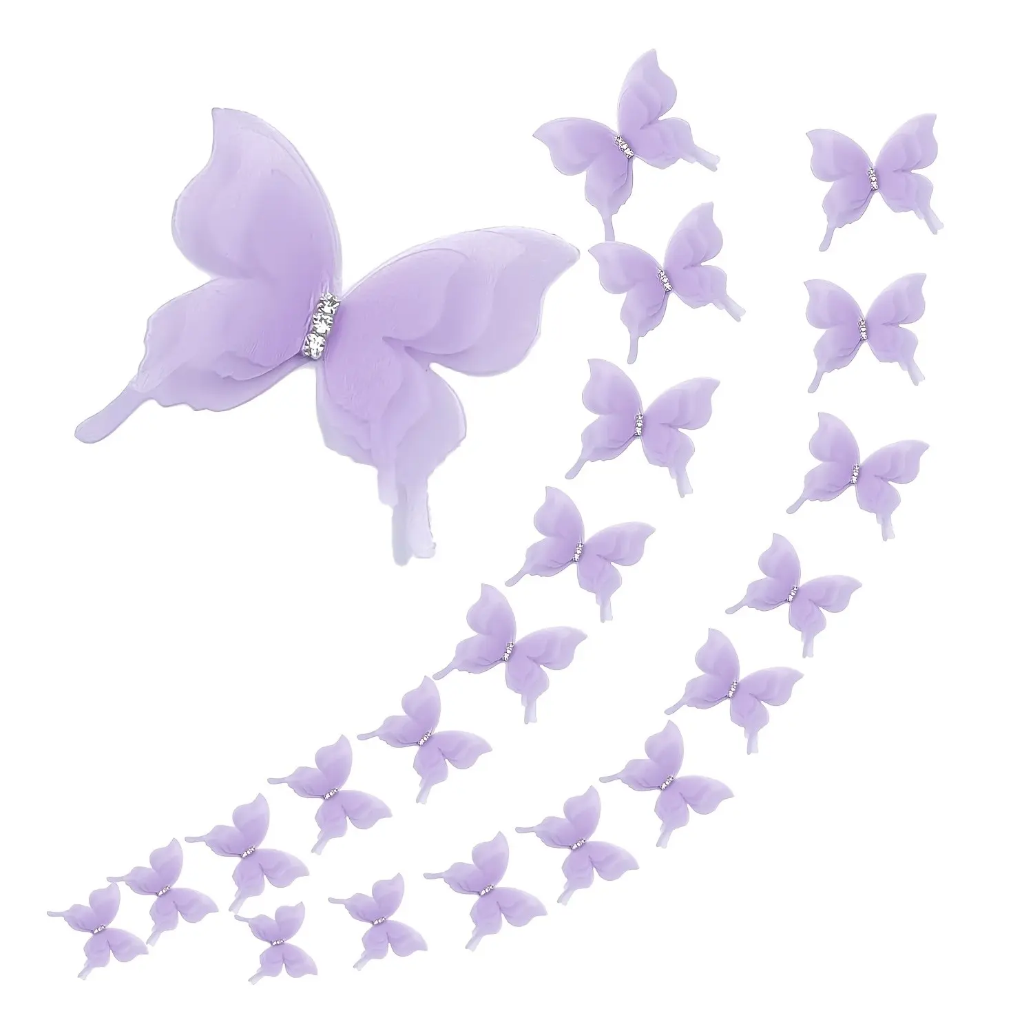 20 Pcs Mini Organza Butterflies 3D Soft Color Floral Decorations, DIY Crafts Hair Accessories Photo Props Wedding Gift Ideas