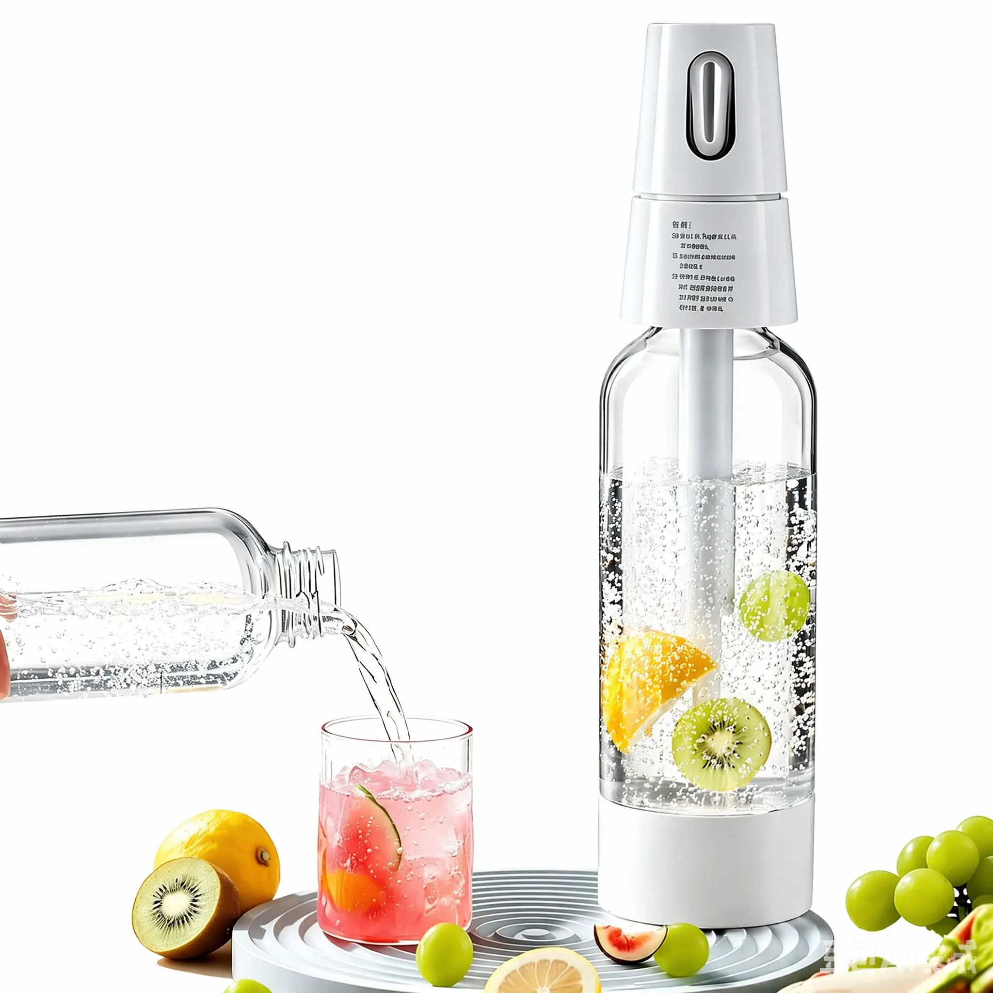 Portable Bubble Water Machine, Carbonated Beverage Dispenser, Dual Lid Design, Summer Refreshing Soda Maker, Home & Travel Use