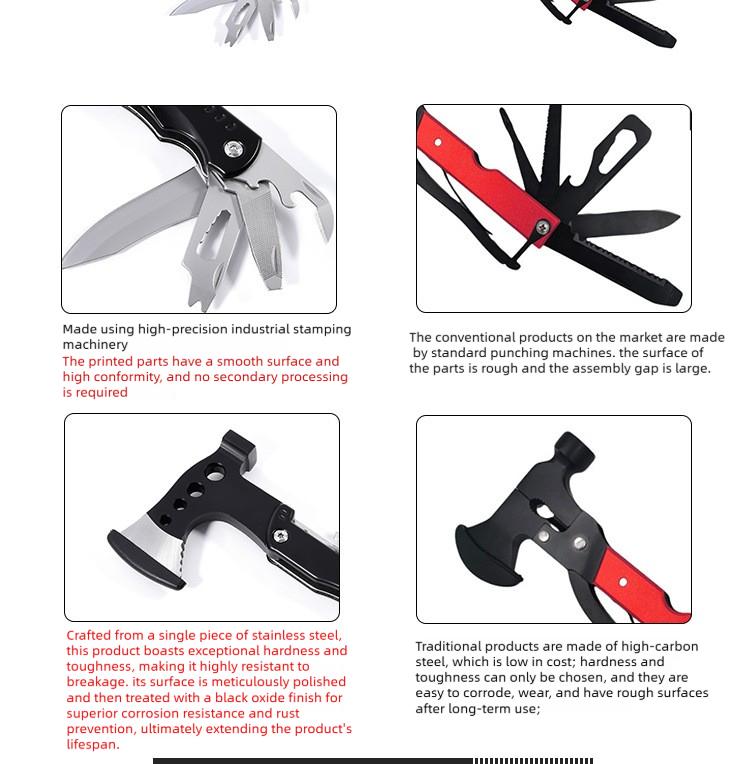 Multifunctional Folding Axe-Hammer Outdoor Camping Survival Tool Tactical Axe Portable Fire Axe with Knife and Pliers Emergency Equipment