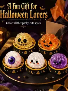 5-Pack Glitter Halloween Pumpkin Slow-Return Blind Box, Stress Relief Squishy Toy, Perfect for Adults & Teens, Party Decor Gift