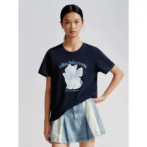 URBAN REVIVO Graphic Mischievous Cat Design Soft Everyday T-Shirts