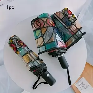 Windproof Automatic Color Umbrella, Unisex Stylish Design, 8 Reinforced Ribs, Heavy Wind Resistant, Portable Umbrella for All Seasons