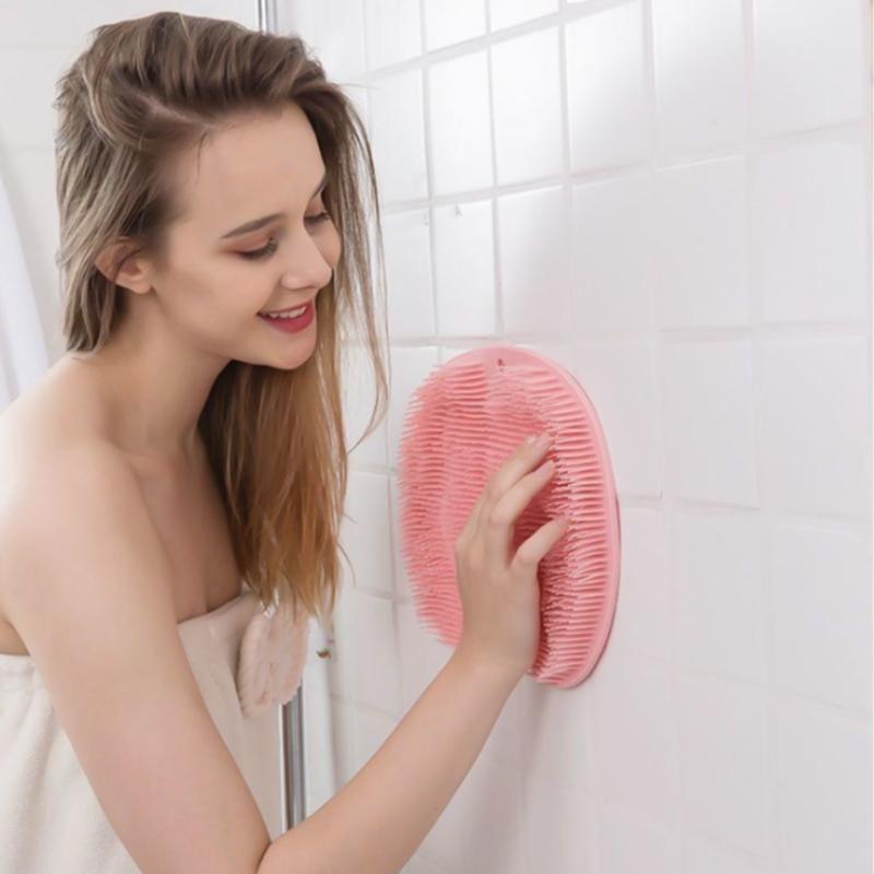 Exfoliating Shower Scrubber, Silicone Pads for Back & Foot Cleaning with Anti-Slip Suction Cups, Wall-Mountable Bath Accessory, Body Care Tool