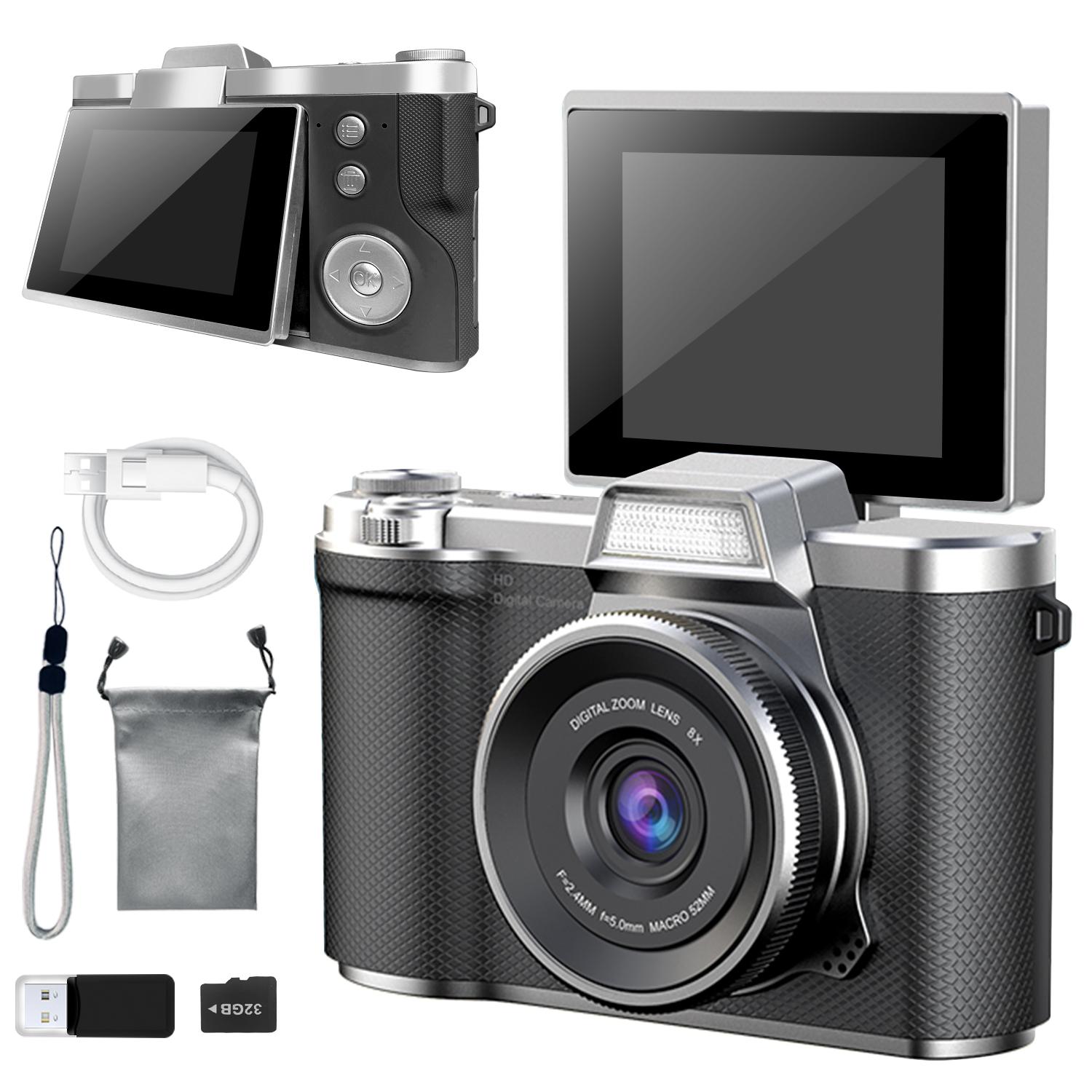 Latest with Flip Cover, Video Camera Camcorder, HD 1080P Video Recording, Simple Interface with Multiple Filters, Great Outdoor Selfie Gift, 32GB Memory Card Reader Included #GLOBAL PICKS