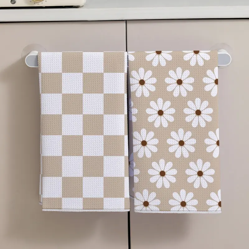 Kitchen Towel 2-Piece Set 380GSM Hand Towel Absorbent Tea Towel Dishcloth Cloth