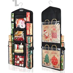 Wrapping Paper Storage Organizer, Double-Sided Gift Wrap Holder, 360° Rotating Gift Bag Storage Organizer for Craft, Accessories, Gift Wrap Supply, Wrap Ribbon and Stationery
