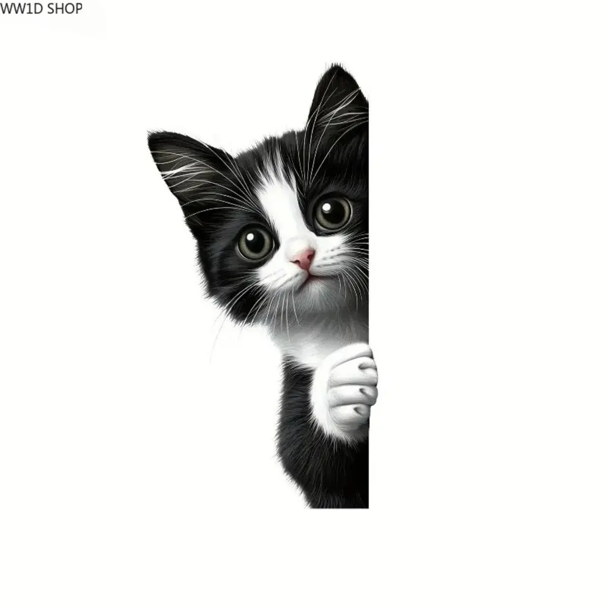 Peeking Cat Glass Window Sticker for Cars, Doors, Laptops and Bathrooms, Waterproof Removable Cartoon Vinyl Decal for Home Decor