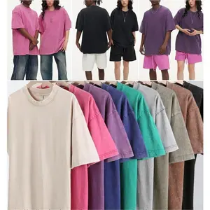 4PCS Vintage Snowflake Pattern Solid-color Men's/Women's Cotton Short-sleeved Washed T-shirts, Loose and Casual Hip-hop Short-sleeved Tops