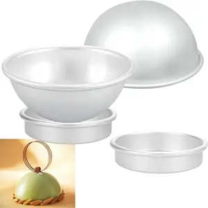 2 Pcs 6.5 Inch 3D Half Sports Ball Cake Pan Anodized Aluminum Hemisphere for DIY Ball Shaped Cake Baking for Birthday