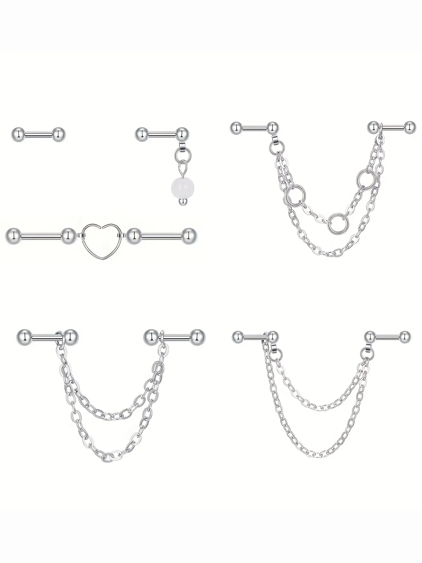 Industrial Piercing Jewelry Industrial Piercing Industrial Earrings for Women Men 16g 14g Industrial Barbell Surgical Stainless Steel Scaffold Industrial Bar Piercing Iindustrial Bar