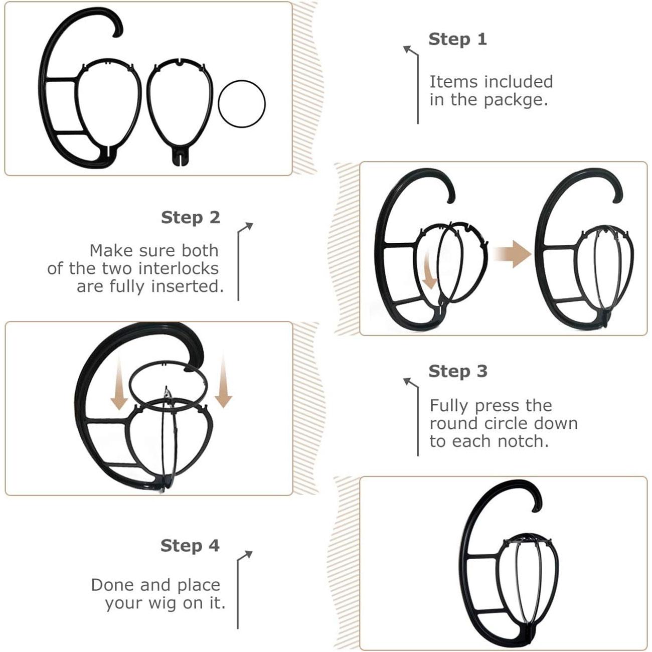 Hanging wig/hat display stand, 3-piece/set foldable Collapsible wig hair dryer stand, professional portable space saving hanger wig/hat storage display stand, suitable for home storage and travel storage