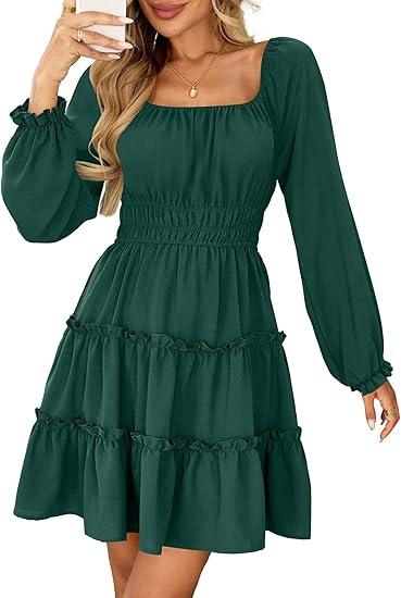 Women's lotus leaf ruffle dress new fall and winter women's fashion layered waist cinched elastic waist short skirt women