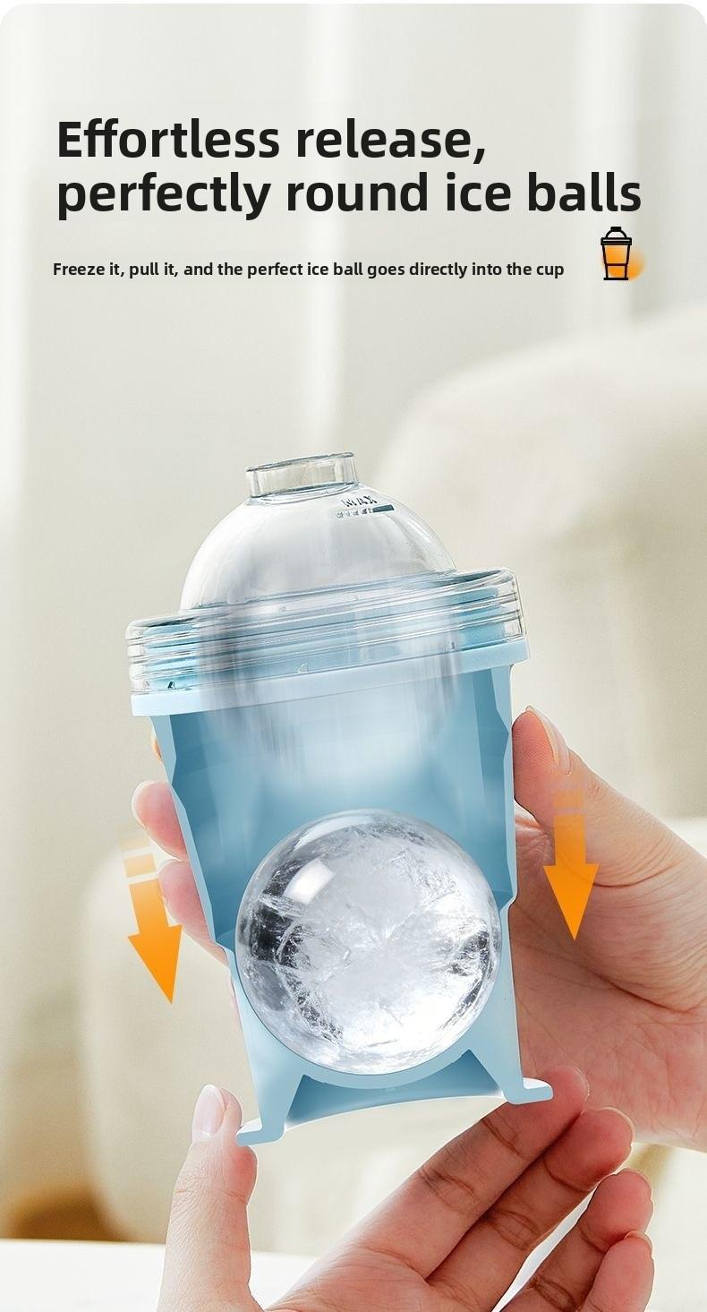 Portable Foldable Ice Ball Cup Silicone Food Grade Ice Maker With Straw Summer Outdoor Travel Mug