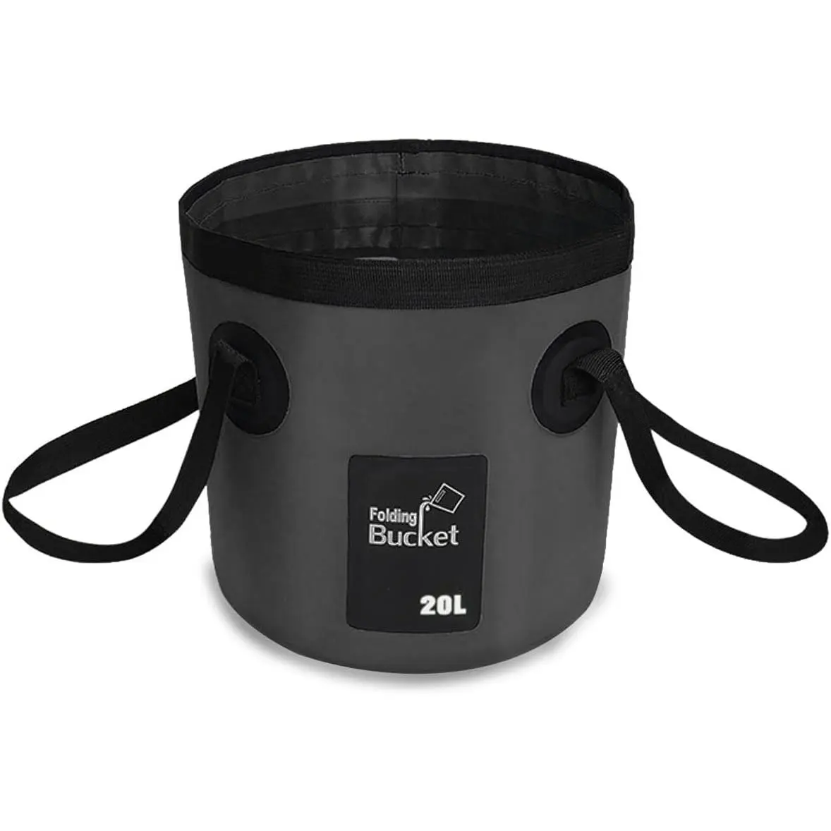 Collapsible Bucket with Handle, 5 Gallon 20L Multifunctional Foldable Water Container, Portable  Wash Basin for Fishing Camping Hiking Garden  Washing (Black)