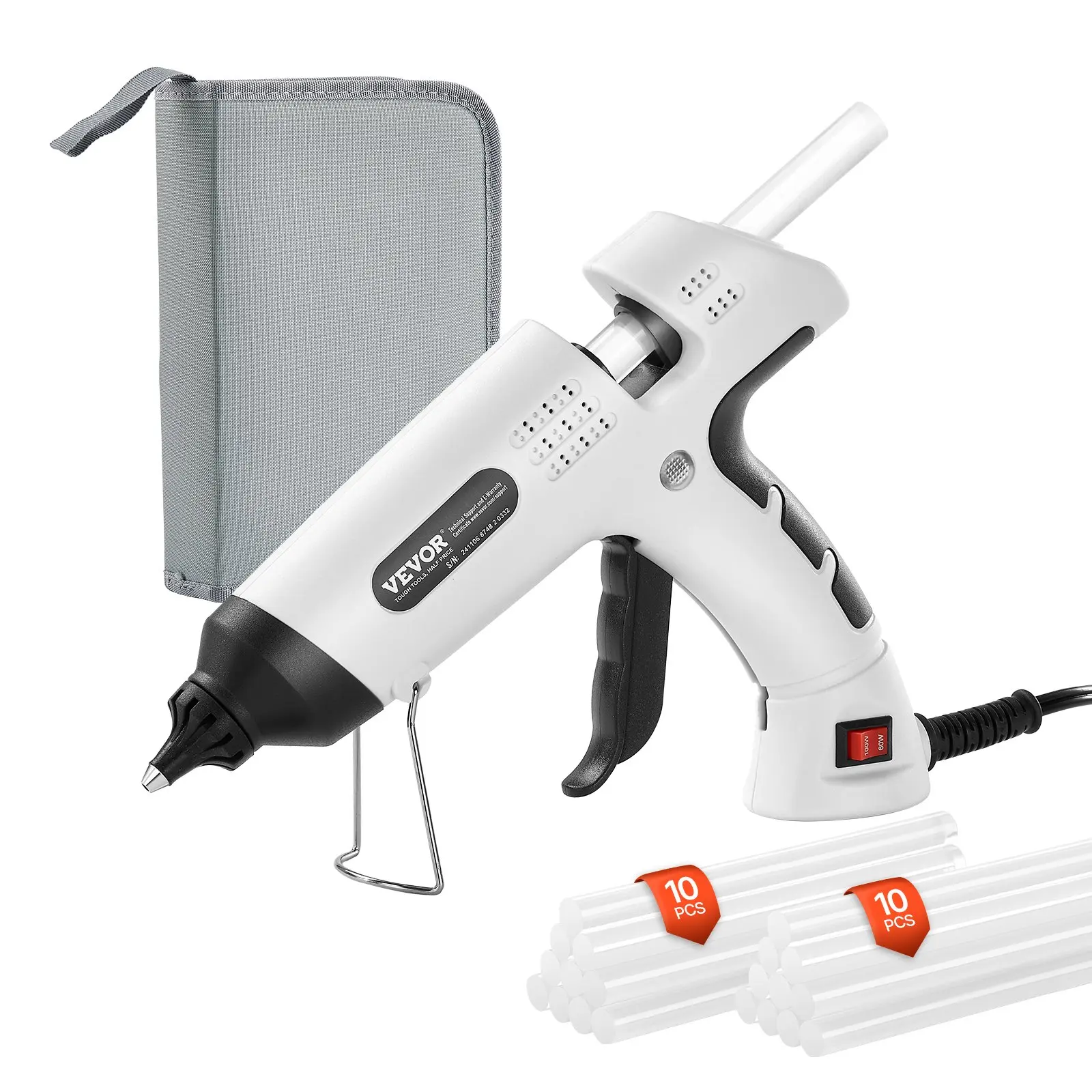 【DealsForYouDays】VEVOR Hot Glue Gun, 60/100W Dual Power, Mini Hot Glue Gun with 20 Premium Glue Sticks and Oxford Cloth Bag, Fast Preheating High Temp Melt Glue Gun for Crafts, Arts, DIY, Quick Home Repairs, White