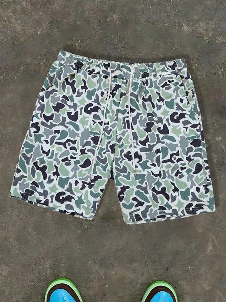 Unisex Camo Print Shorts, Regular Fit Casual Street Shorts for Summer, Fashion Men's Bottoms for Daily Wear