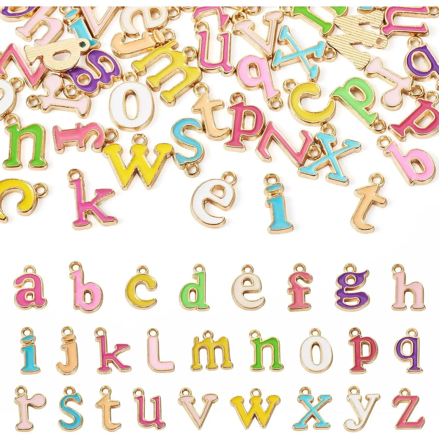 Alloy Rhinestone Letter Charms Enamel Alphabet Pendants Capital Letter Pendants Necklace Charms for DIY Slide Wristbands Bracelets,Hair Clips, Making