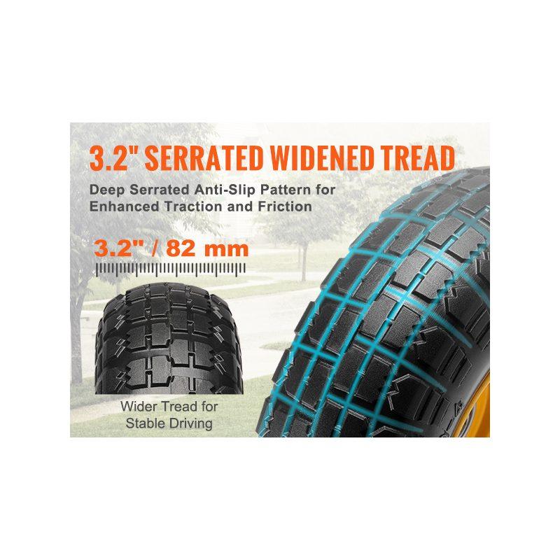 fathersdaygift  VEVOR Solid PU Run-Flat Tire Wheel, 10, 2-Pack, 400 lbs Dynamic Load, 450 lbs Static Load, Flat Free Tubeless Tires and Wheels for Hand Truck, Utility Cart, Dollies, Garden Trailers, Various Carts