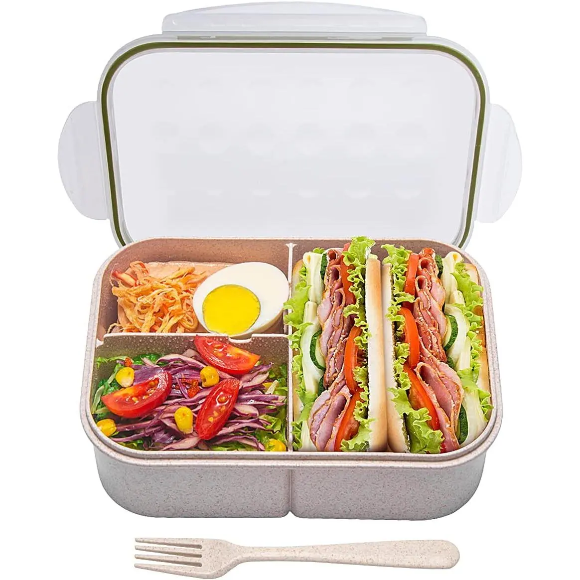 ® Bento Lunch Box for Adults & Kids, 1900ml, 3 Compartments, White | 1900ml BPA-free 3-compartment lunch box for adults, kids and dry foods