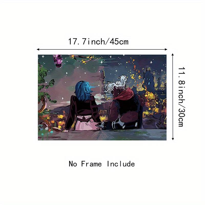 1pc Arcane Canvas Wall Art Poster - Frameless Fantasy Artwork Featuring Romantic Night Scene with Starry Sky & City Lights, Durable Home Decor for Living Room, Study, Bedroom - Perfect Gift for Fans, Wall Decor