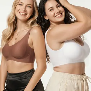CORELOVE Plus Size Ladies Ultra Soft Jelly Wireless Push Up Bra, Seamless Full Coverage Minimizer Bralette, Adjustable Straps Comfort No-Show Invisible Wirefree Daily Bras for C Cup