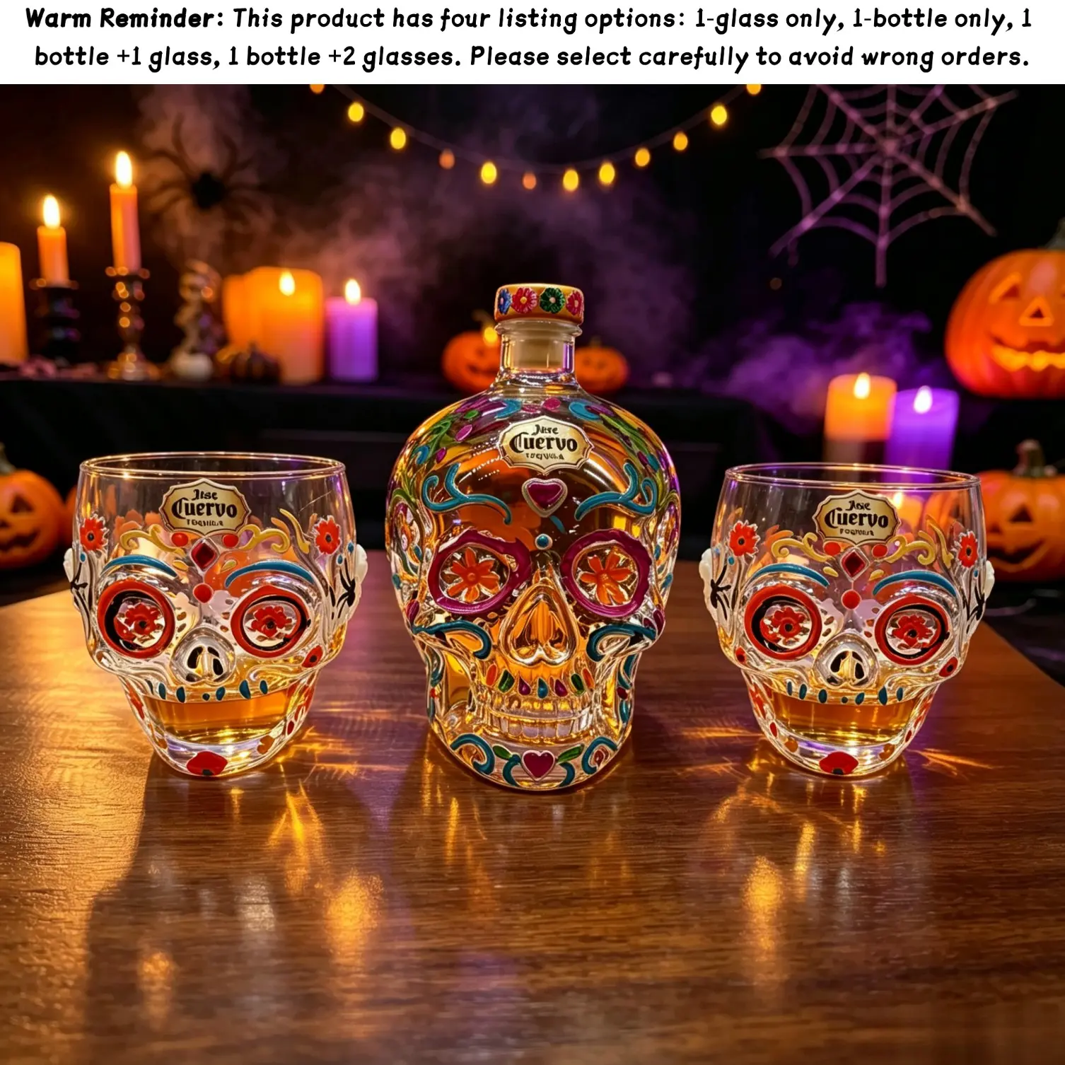 Hand-Blown High Borosilicate Glass Skull Liquor Bottle & Tumbler, Food Grade Drinkware, Wine Decanter, Halloween Party Decor, Whiskey Glasses, Whiskey Lover Gift