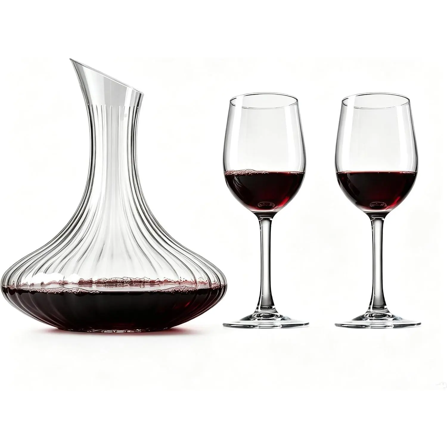 Decanter Set with Aerator – Elegant  Glass Decanter with 2 Red  Glasses,    –  for  Lovers,  Bar, Housewarming, Wedding