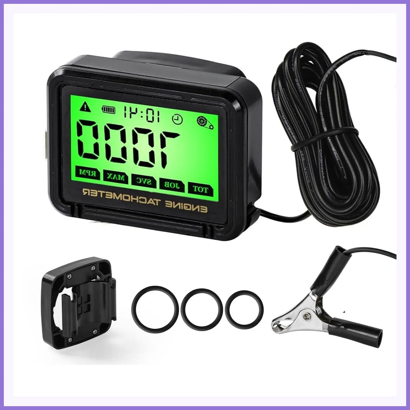 Digital Chainsaw Tachometer Motorcycle Pulse Engine Tachometer Adjustable Green Backlight RPM Gauge for Lawn Mower Dirt Bike Boat Marine UTV Small Engines
