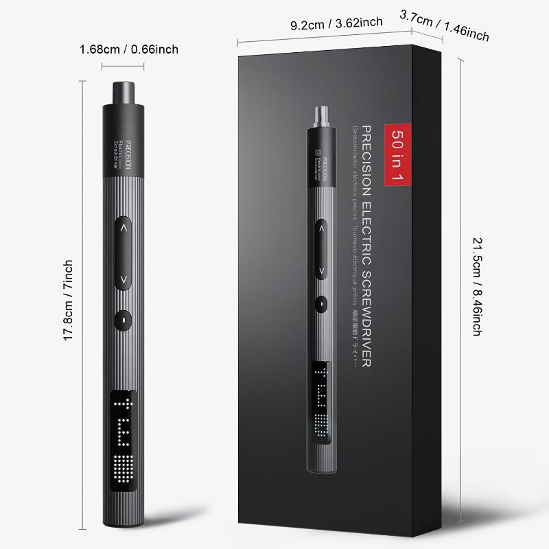 [50-in-1 High Torque Screwdriver Set] 50-in-1 USB Rechargeable Electric Screwdriver Set with LED Light - High Torque, Precision Tool Kit for Phones, Glasses, Watches & Home Repairs, Metal Shell, Multifunctional