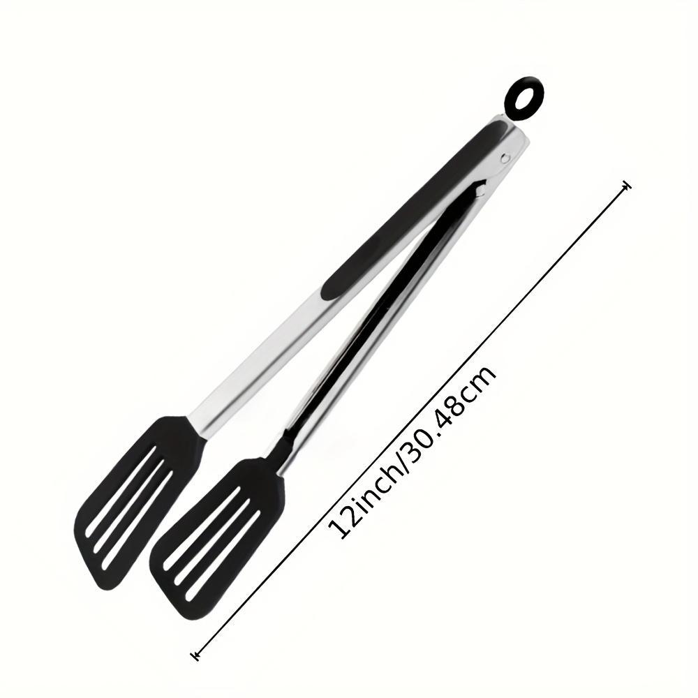 Stainless Steel Kitchen Tongs - Heavy Duty Cooking Tongs for BBQ, Grilling | Non-Slip Ergonomic Handle, Dishwasher Safe Utensils for Salad, Pasta, Hot Food Stainless Steel Food Tongs, Bread Serving Tongs