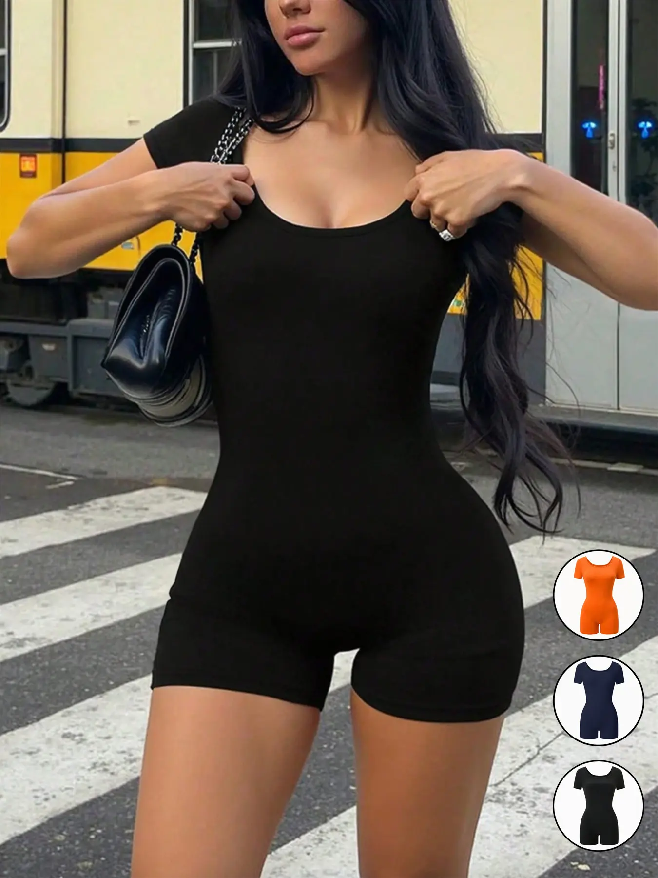 Women's Jumpsuit, Skinny Fit Jumpsuit, Stretchy Jumpsuit, Summer U-Neck Shapewear, Casual Basic Versatile Slim Fit Stretch Bodysuit, Comfortable Casual Sporty, Sexy Outdoor Commute Versatile, Beach Party