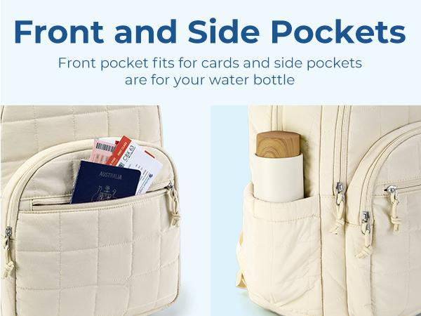 Quilted College Laptop Backpack for Women, Water-Resistant Daypack for 15.6 Inch Laptop FathersDayGift