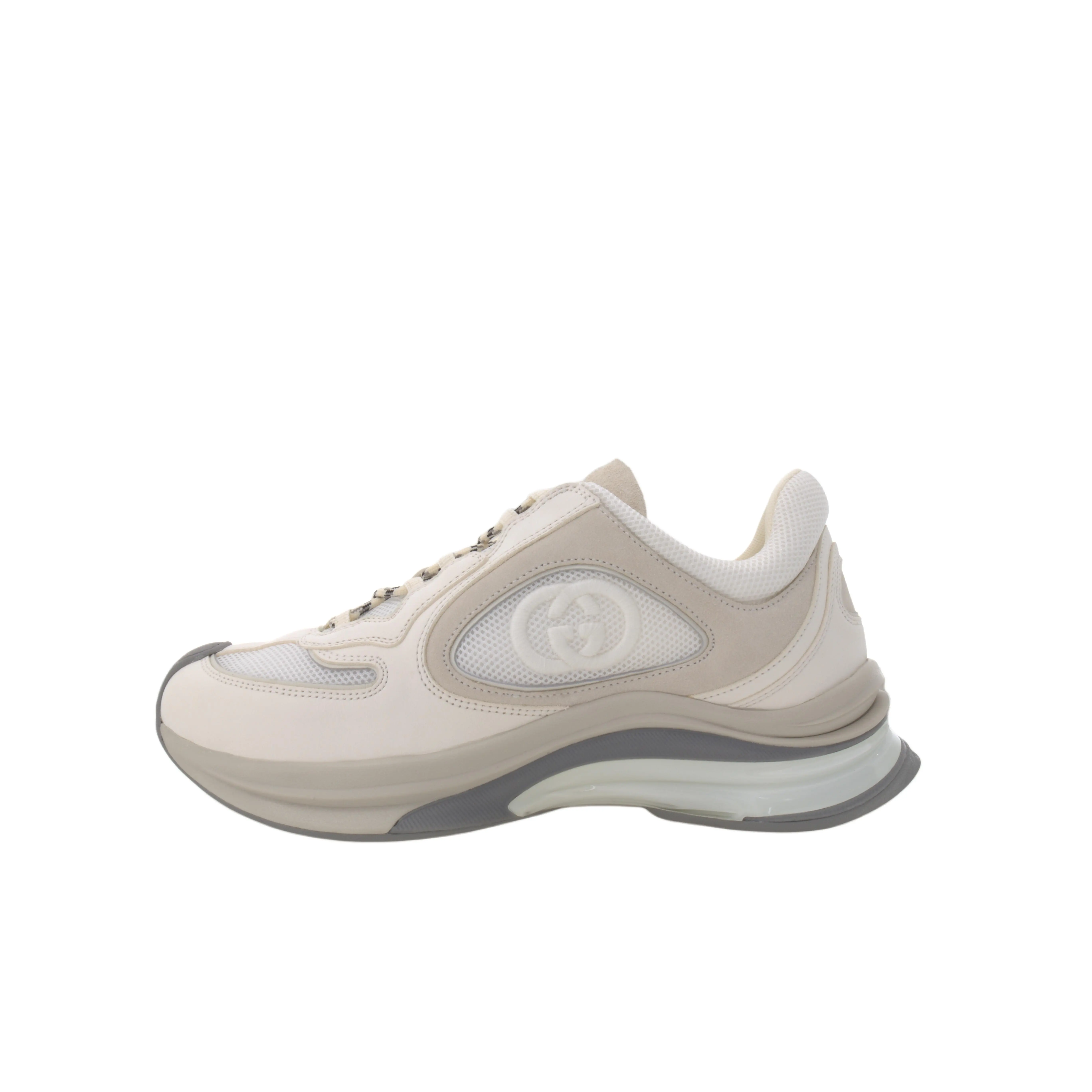 Gucci Run Comfort Lace-Up Round-Toe Low-Top Sneakers for Men in White Verifiable, with credentials and supporting global authentication