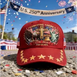 Unisex Adjustable American Trucker Hat – 2D Eagle Cross Print Cotton Cap, U.S. 250th Anniversary Patriotic Style, Lightweight Breathable Casual Baseball Hat for Daily Wear, Outdoor Activities & Gift Accessory