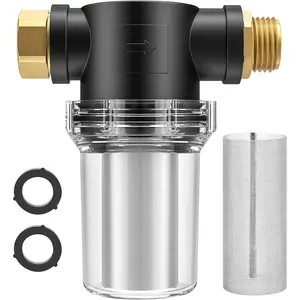 Hose Filter Attachment Line Water Hose Filter with 100 Mesh and 40 Mesh Screen, 2Pcs O-Ring, Garden Hose Filter Pressure Washer Inlet for RV Camping Car Wash Water Hose